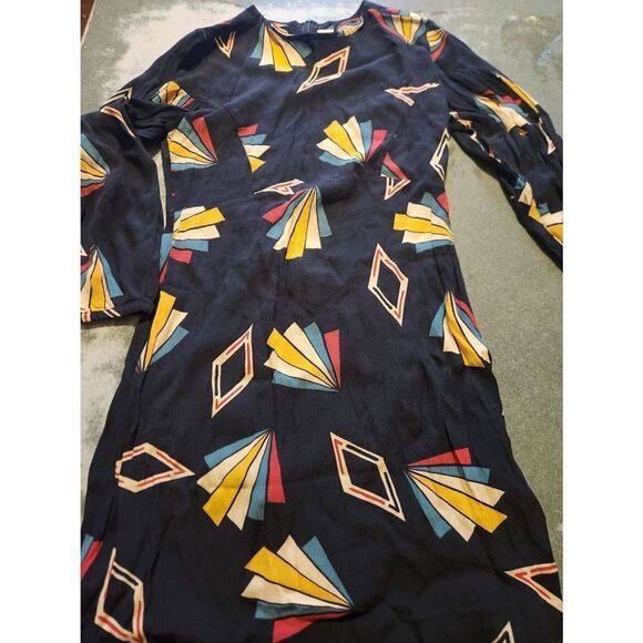 ba&sh Violette Mini Dress Long Sleeve Black Womens Size 2 Viscose Geometric - Picture 3 of 5